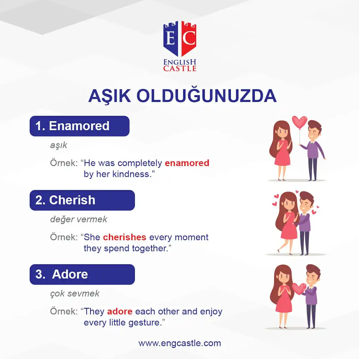 Image from English Castle Tr: Aşık olduğunuzda kullanabileceğiniz ingilizce kelimeleri öğrenelim! D...