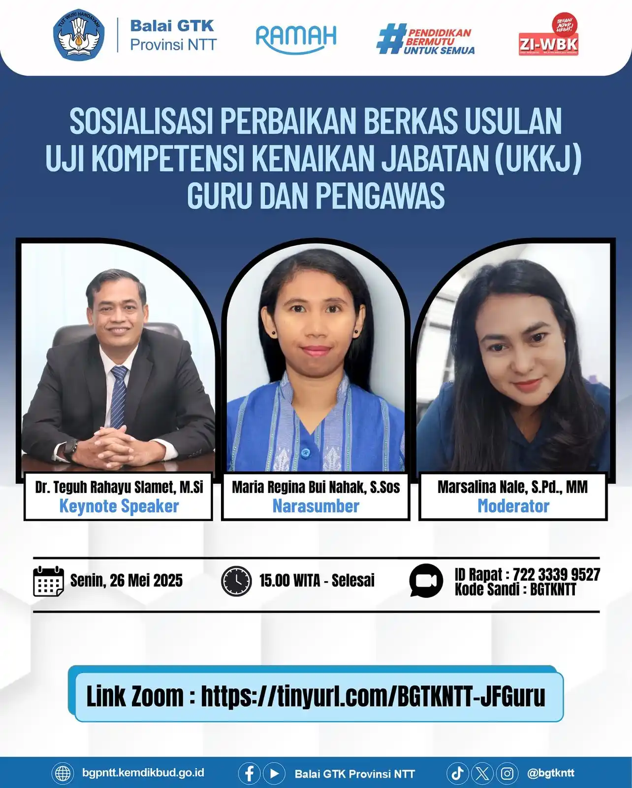 Image from BGTK NTT: 📣 Bapak/Ibu Guru dan Pengawas yang Hebat! Yuk, ikuti Sosialisasi Per...