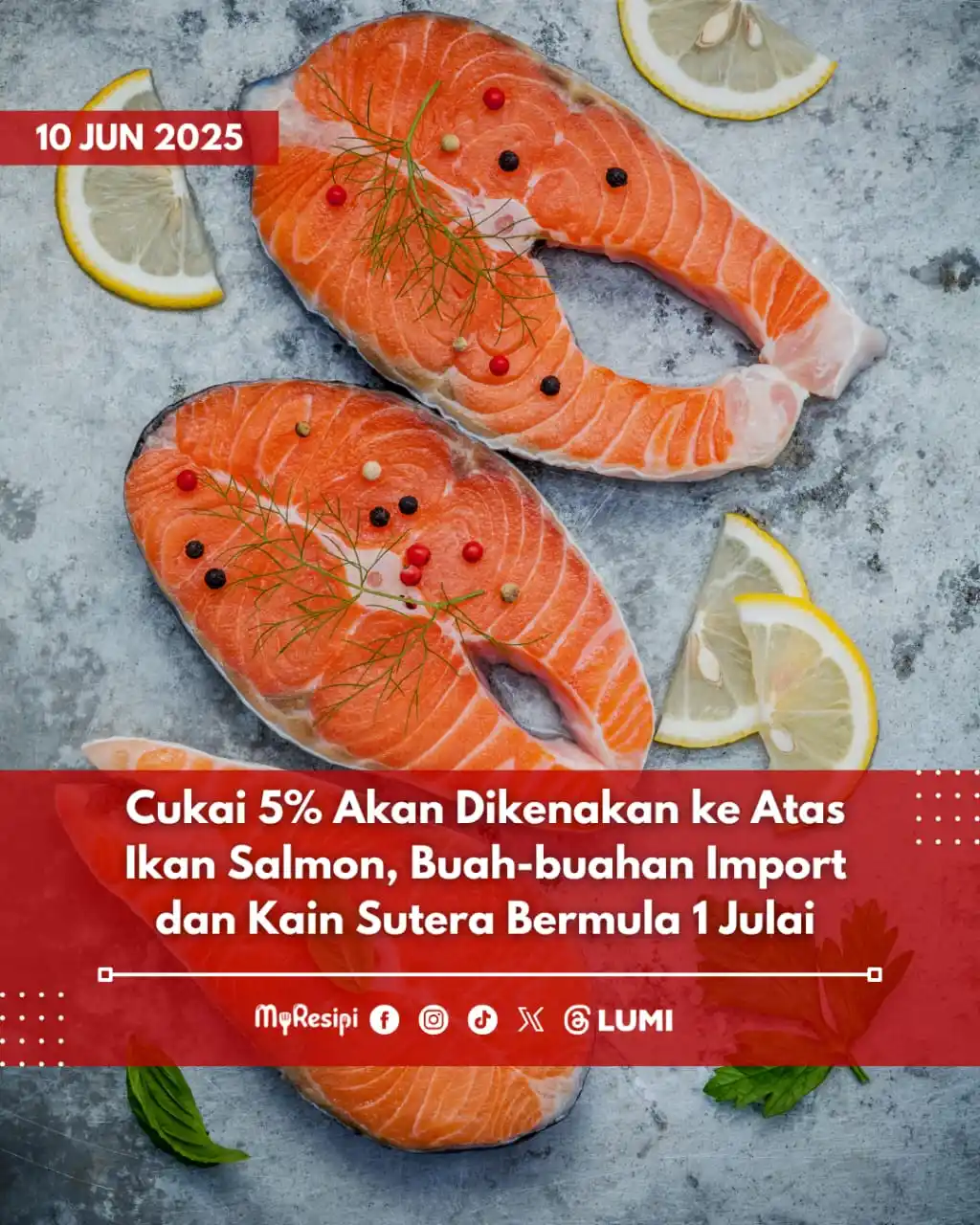 Image from MyResipi: Barangan bukan keperluan seperti ketam raja, salmon dan ikan kod, cend...