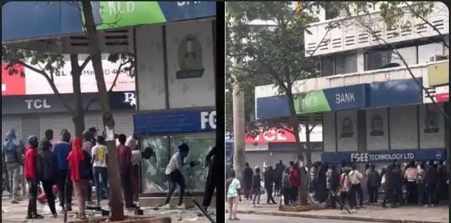 Image from KENYA GOSSIP CLUB: *BREAKING NEWS🚨:* Goons caught on camera breaking into KCB Bank in Na...