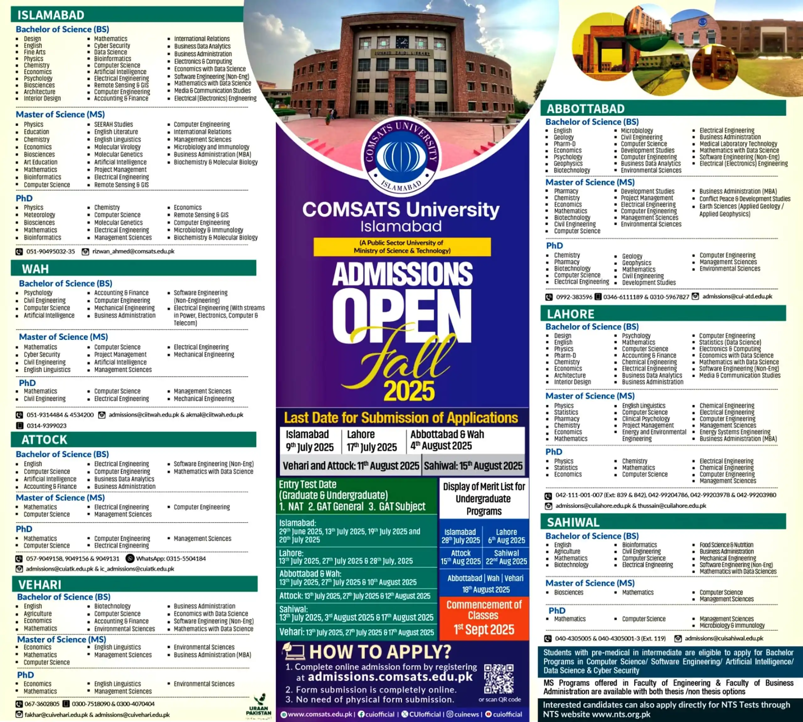 Image from Educational Updates 〽️: 🛑 *COMSATS University, Islamabad (CUI)* `Islamabad | Lahore | Abbotta...