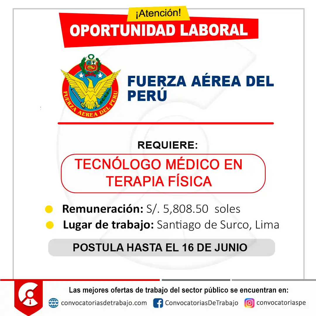 Image from Convocatorias de Trabajo 🇵🇪: 🎯 Convocatoria de Trabajo en: FUERZA AEREA(FAP) - Lima 📋 Más informa...