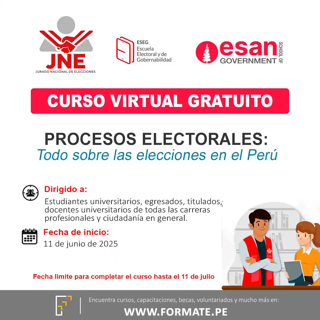 Image from Convocatorias de Trabajo 🇵🇪: 📢 ¡CURSO VIRTUAL GRATUITO! 💬Procesos Electorales: Todo sobre las ele...