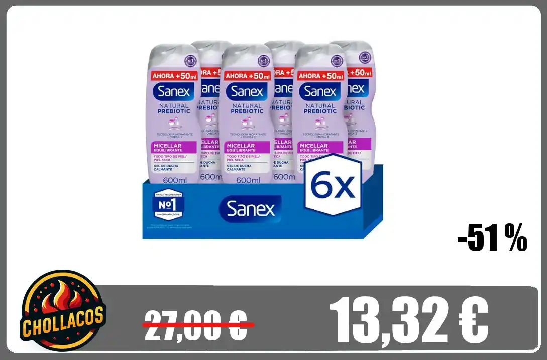 Image from Chollacos: 🔥 *GEL SANEX PREBIOTIC 6X* <a class="text-blue-500 hover:underline ...
