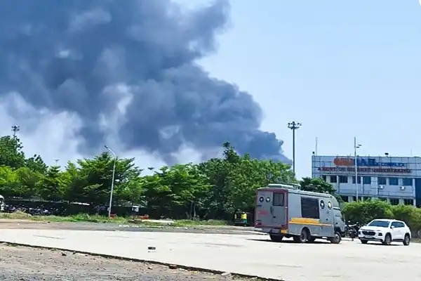 Image from Akashvani News: Gujarat: Passenger Plane Crashes in Ahmedabad; Rescue Ops Underway R...