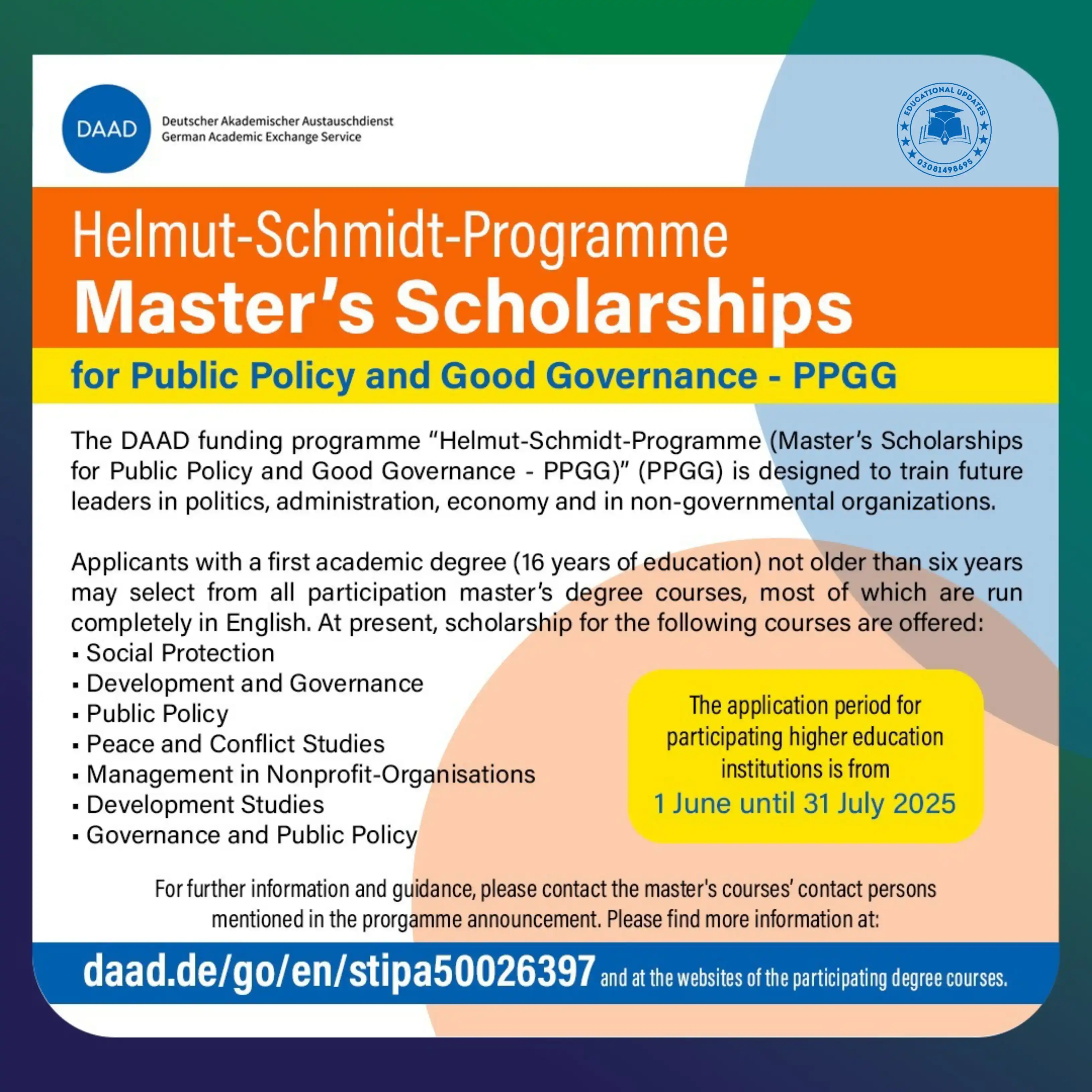 Image from Educational Updates 〽️: 💢 *Higher Education Commission (HEC)* `Helmut-Schmidt-Program Masters...