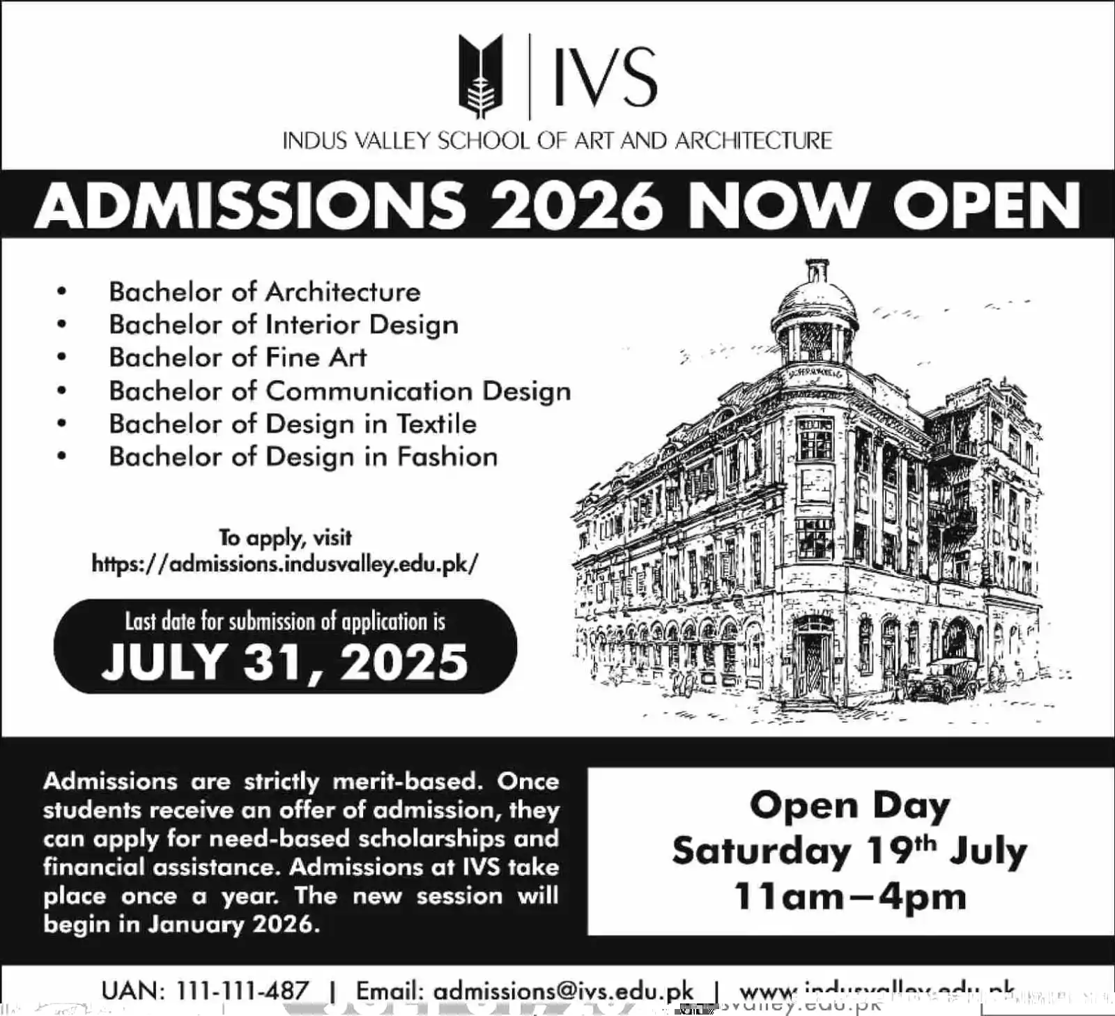 Image from Educational Updates 〽️: *⭕Indus Valley School of Art & Architecture, Karachi* Admissions Sessi...