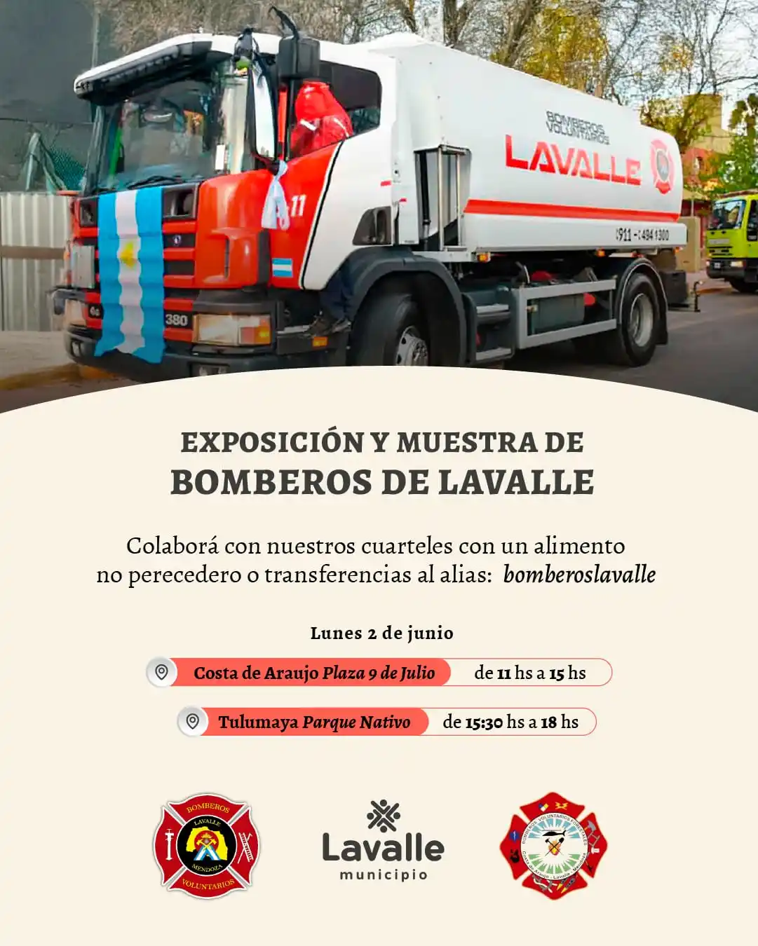 Image from Municipalidad de Lavalle: Juntos celebremos el día Nacional del Bombero Voluntario! 👩🏻🚒🧑🏽...