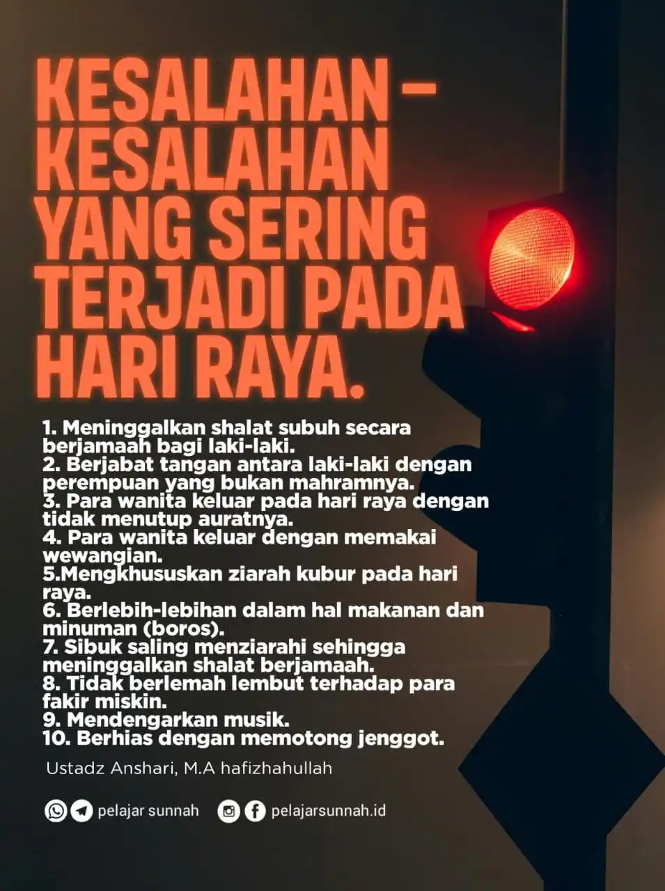 Image from PELAJAR SUNNAH: *Kesalahan-Kesalahan yang Sering Terjadi pada Hari Raya.* 1. Meninggal...