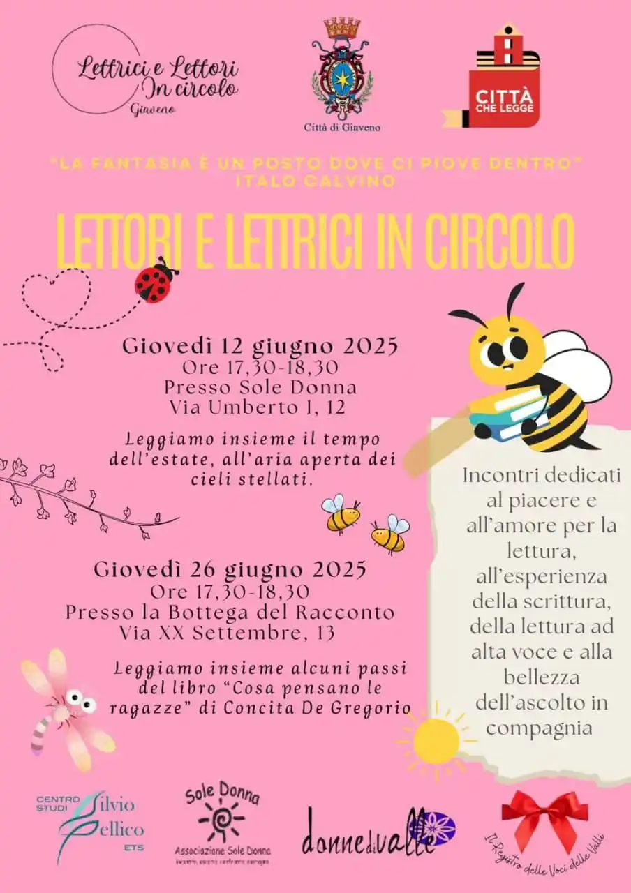 Image from Giaveno Informa: 📚 *LETTORI E LETTRICI IN CIRCOLO* Incontri dedicati al piacere della...