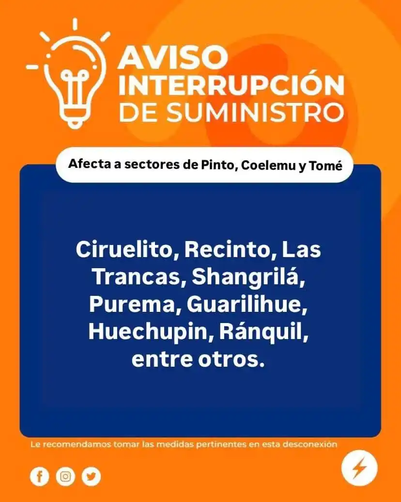 Image from Chillan OnLine: ⚡️Los sectores mencionados se encuentran sin energía eléctrica por fal...