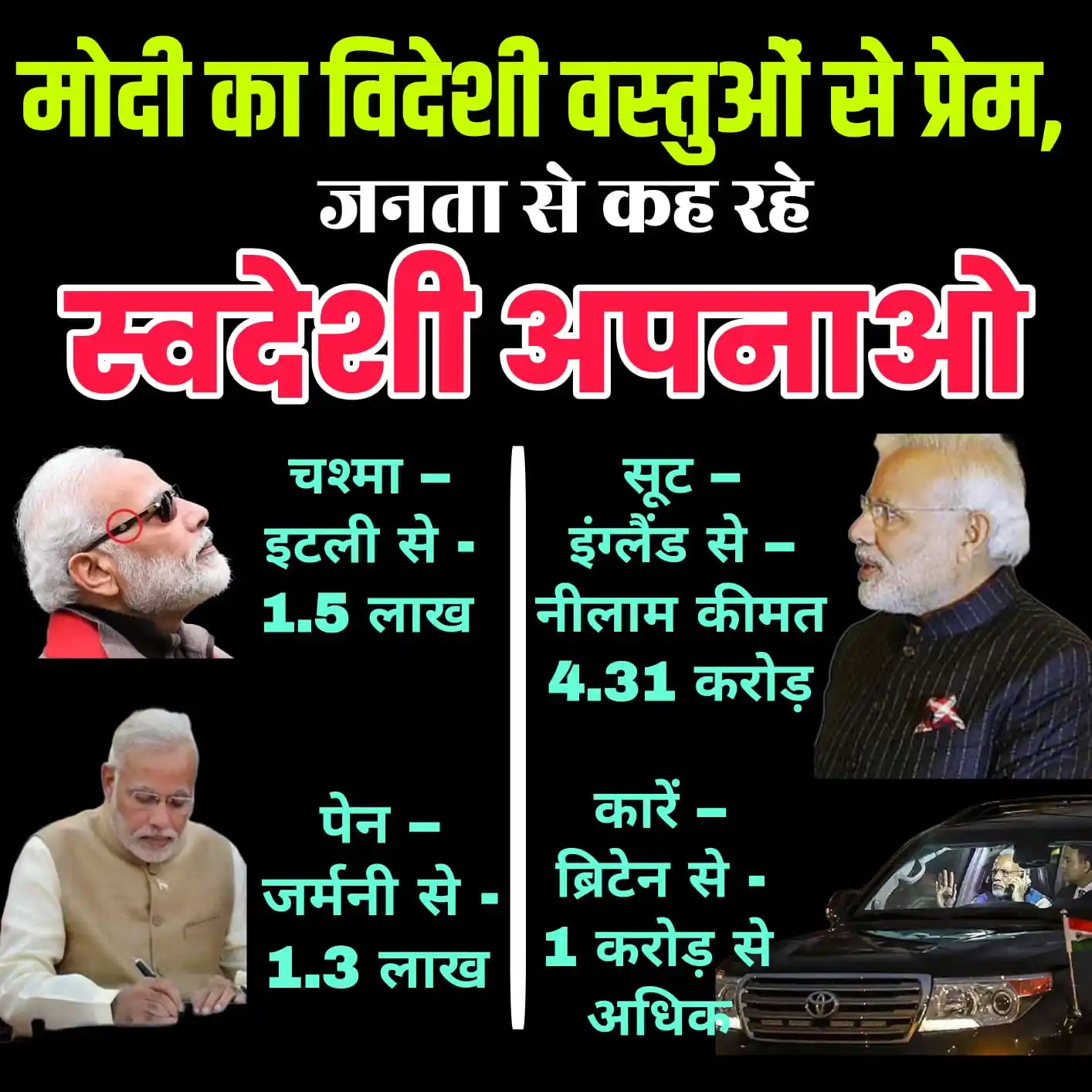 Image from Limesh Kumar Jangam: मोदी का विदेशी वस्तुओं से प्रेम, जनता से कह रहे स्वदेशी अपनाओ चश्मा –...