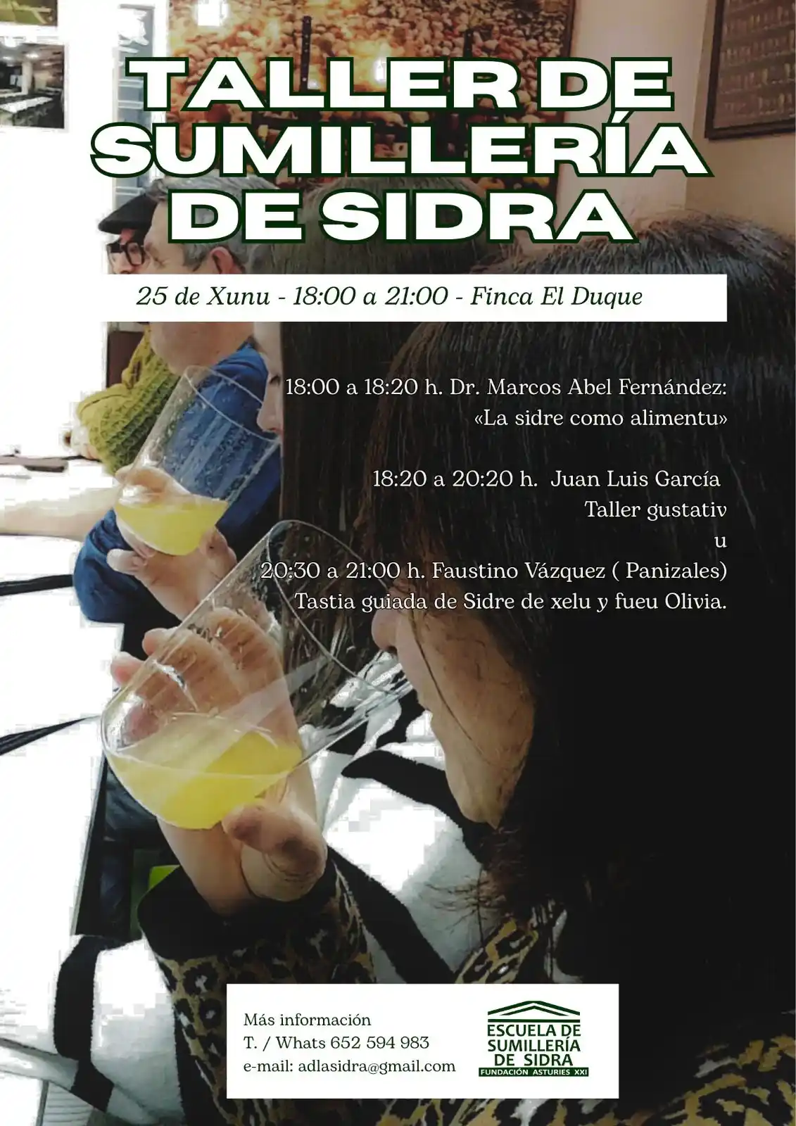 Image from LA SIDRA: MIÉRCOLES 25 XUNU. XIxón *Taller de Sumillería de Sidre*...