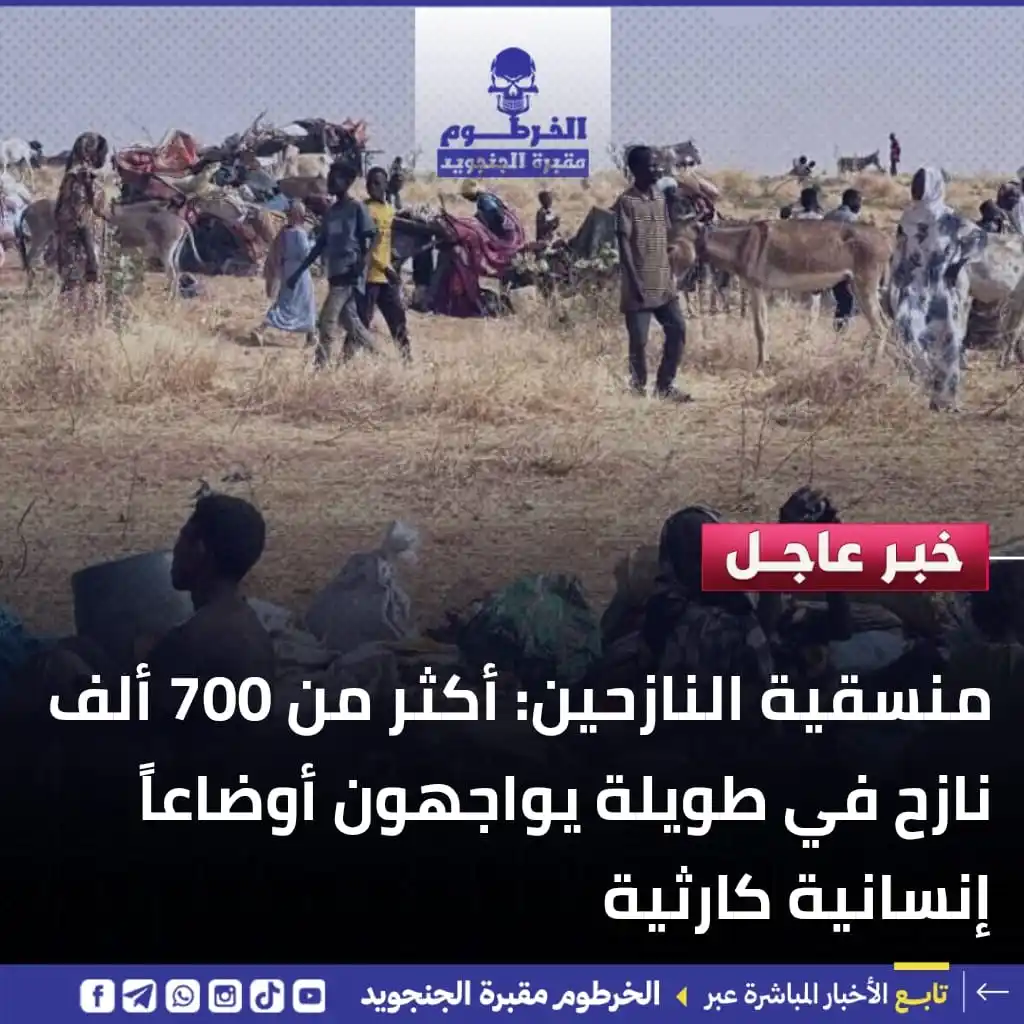 Image from الخرطوم مقبرة الجنجويد: منسقية النازحين: أكثر من 700 ألف نازح في طويلة يواجهون أوضاعاً إنسانية...