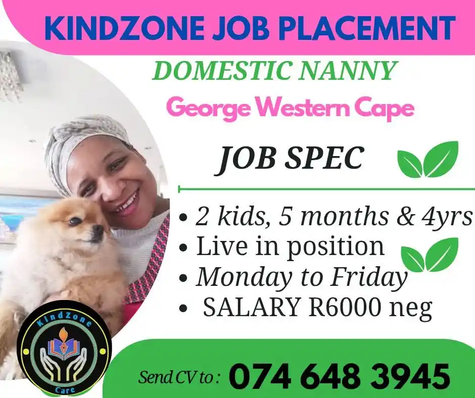 Image from Advertise Jobs/Werk: New job: George Western Cape. 👌❤️💗 We are searching for a live in na...