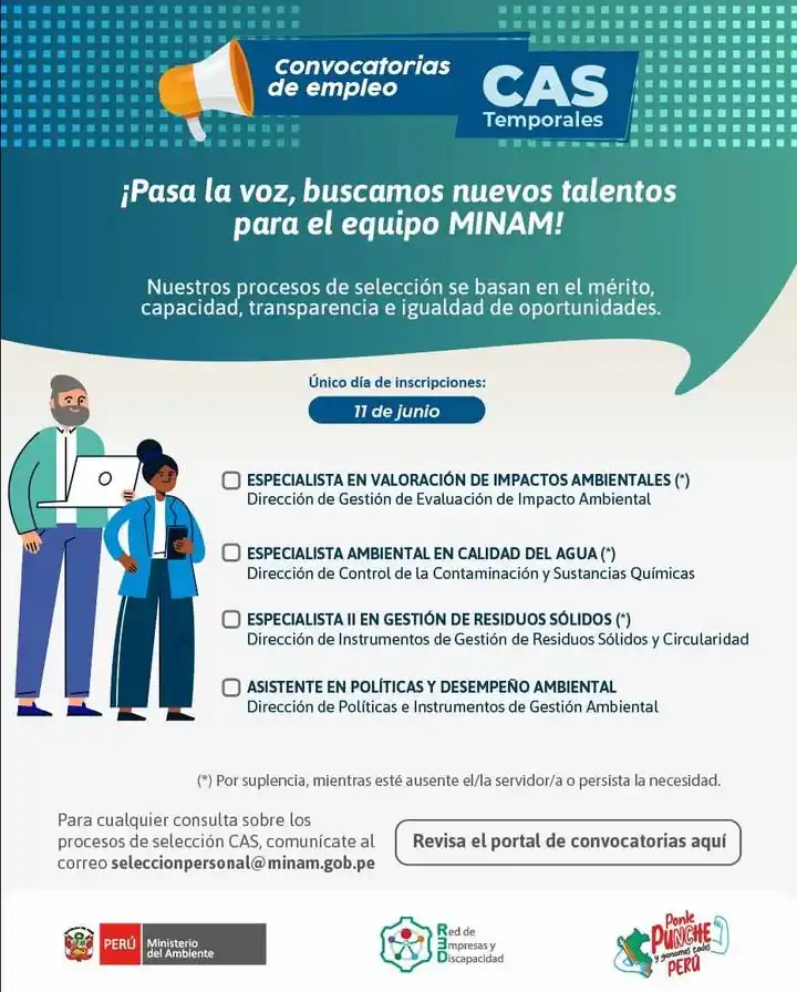Image from Convocatorias de Trabajo 🇵🇪: 🙋🏻♀️🙋🏻♂️¿Quieres ser parte del equipo del <a class="text-blue-50...