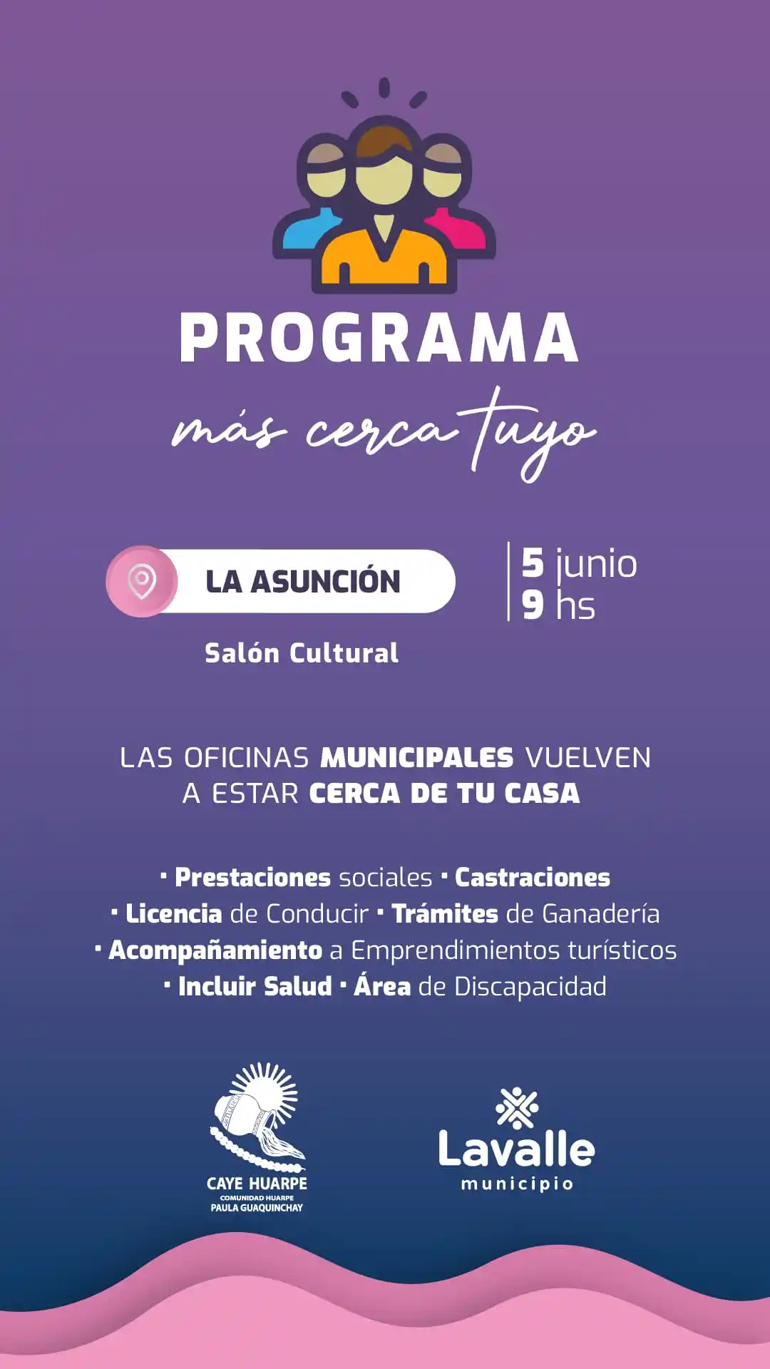Image from Municipalidad de Lavalle: ❗REPROGRAMAMOS la visita al distrito de LA ASUNCIÓN❗ 📌 El día jueves...