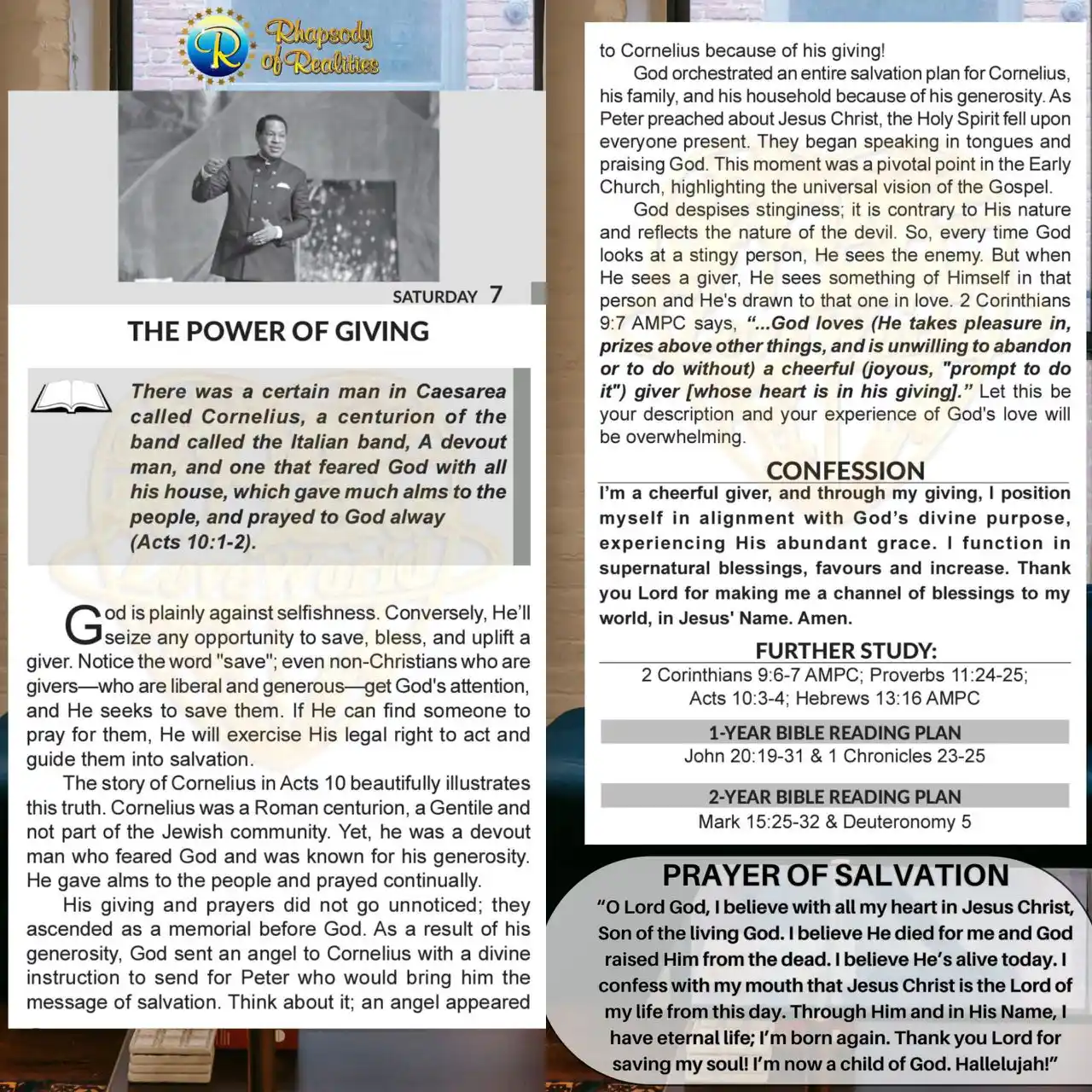 Image from 𝐓𝐇𝐄 𝐊𝐈𝐍𝐆𝐈𝐍𝐆 𝐋𝐈𝐅𝐄 👑: *RHAPSODY OF REALITIES*  _Pastor Chris Oyakhilome_  Saturday, June 7th...