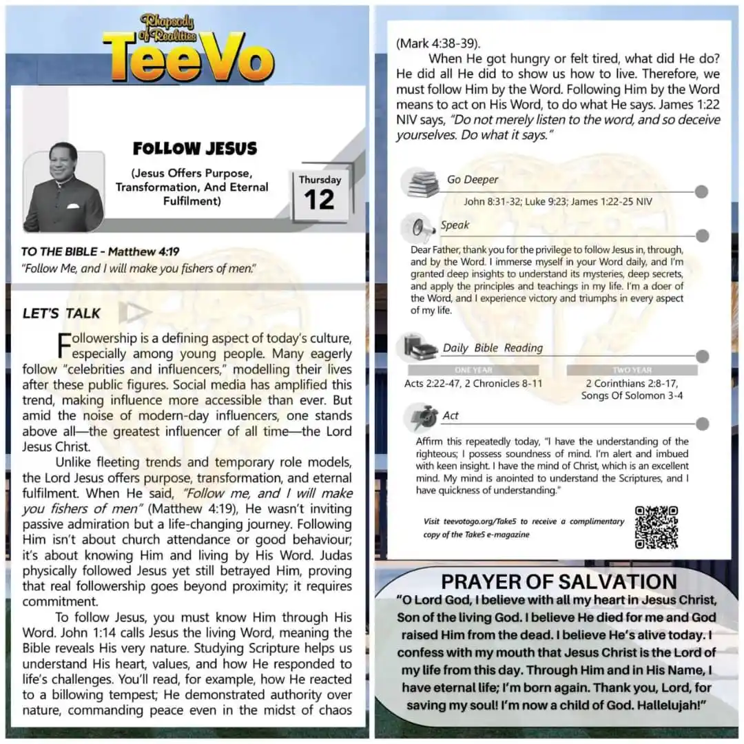 Image from ๐๐๐ ๐๐๐๐๐๐๐ ๐๐๐
๐ ๐: *Rhapsody Of Realities TeeVo* _Pastor Chris Oyakhilome PhD_ _Thursda...
