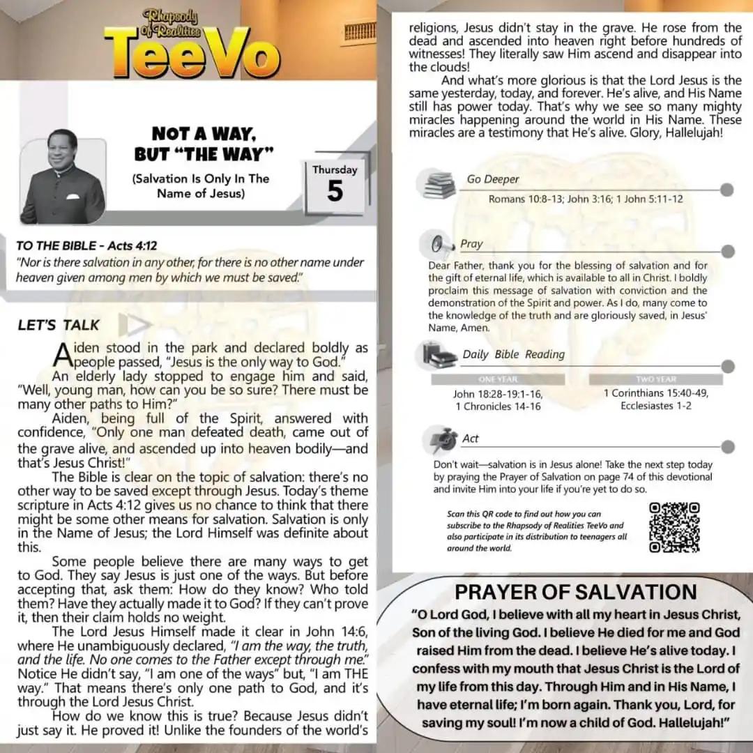 Image from ๐๐๐ ๐๐๐๐๐๐๐ ๐๐๐
๐ ๐: *Rhapsody Of Realities TeeVo* Thursday 5th June 2025 *NOT A WAY, BU...