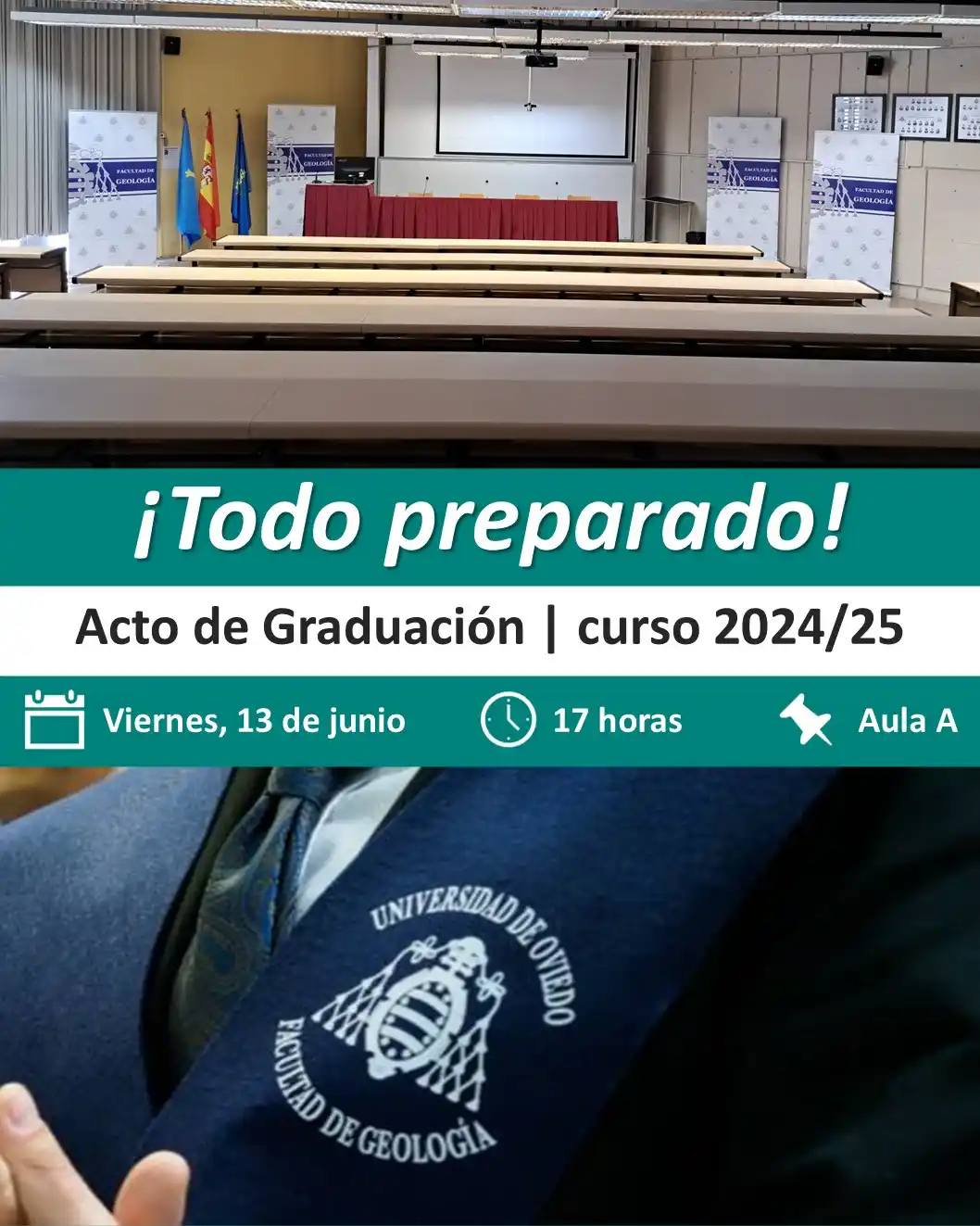 Image from UOGeotopia: ¡Todo preparado para el Acto de Graduación del curso 2024/25 en la Fac...