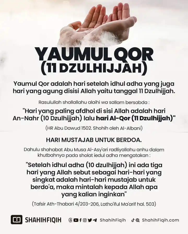 Image from ILMU SYAR'I: YAUMUL QOR - 11 DZULHIJJAH. Hari mustajab untuk berdoa Semoga Allah m...