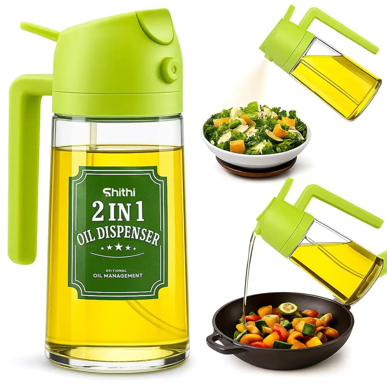 Image from CYBER CHATHAN: 🌟2-in-1 Oil Spray Bottle for Cooking – Refillable Glass Dispenser (50...