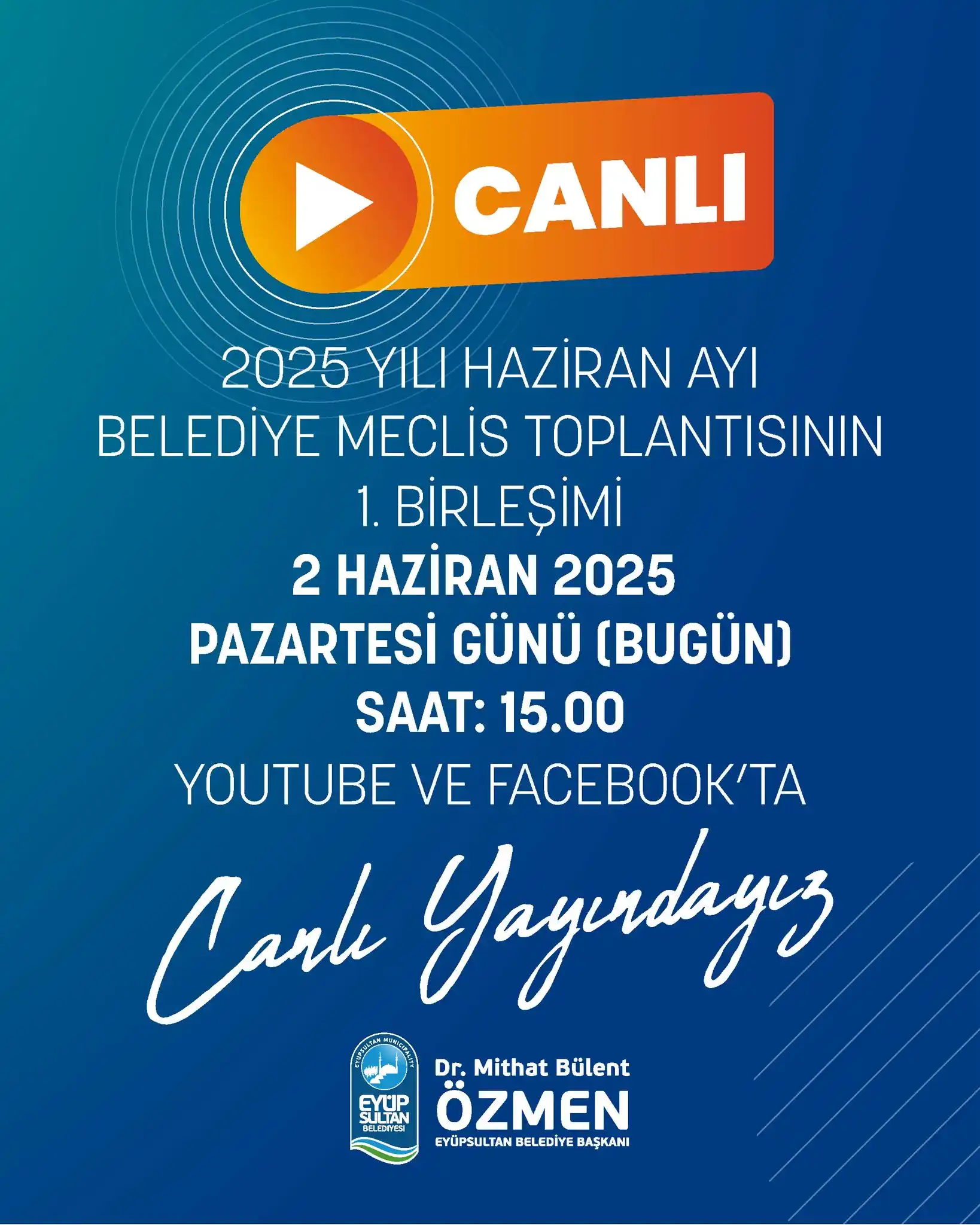 Image from Eyüpsultan Belediyesi: 2025 yılı Haziran ayı Belediye Meclis Toplantısı’nın 1. birleşimi bugü...