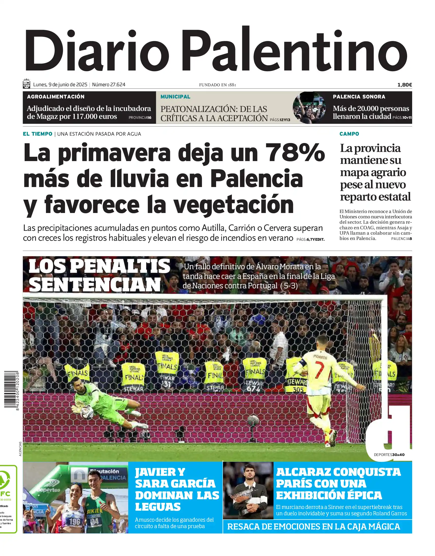 Image from Diario Palentino: 🗞Buenos días. Esta es la portada de Diario Palentino de este lunes 9 ...
