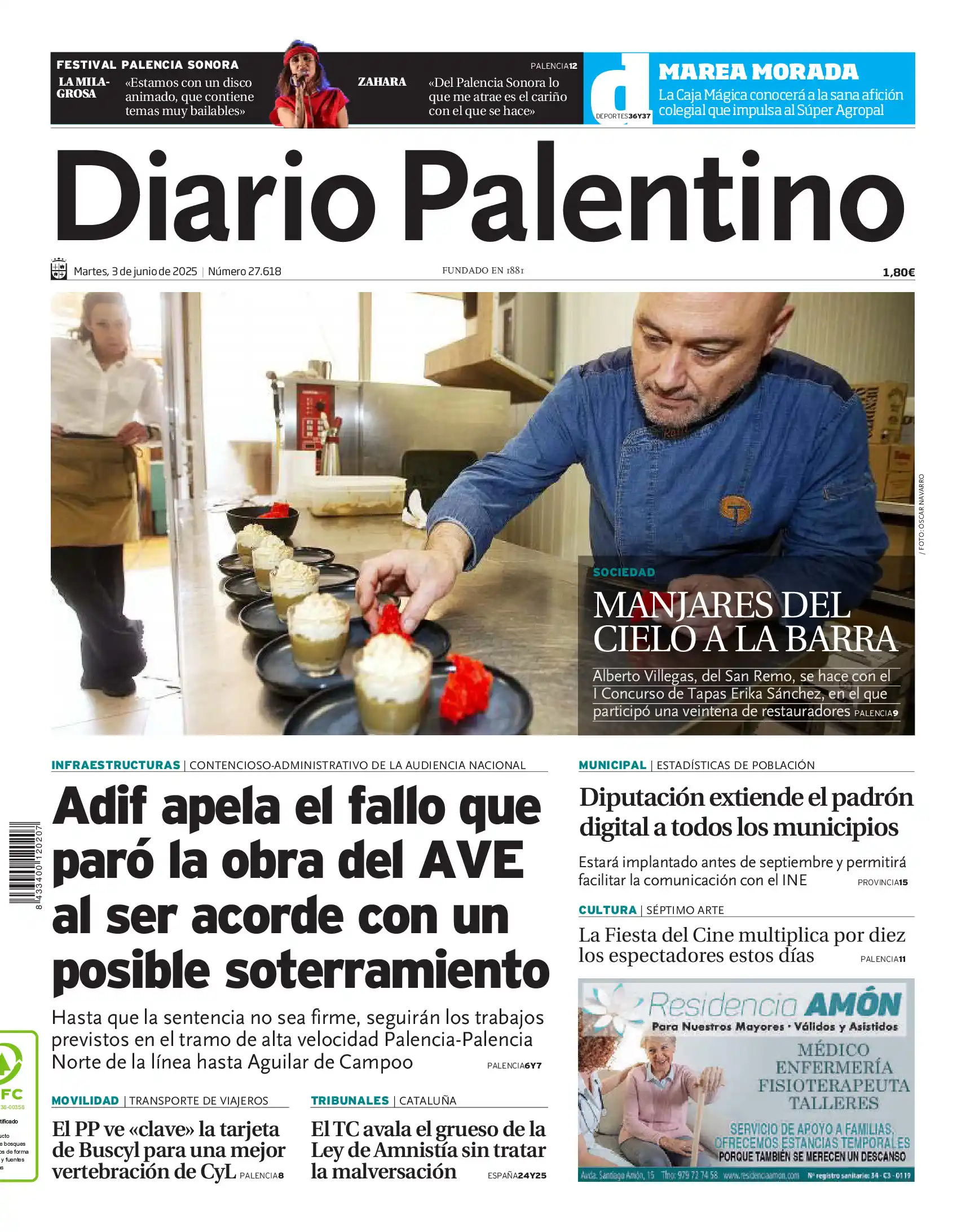 Image from Diario Palentino: 🗞Buenos días. Esta es la portada de Diario Palentino de este martes 3...