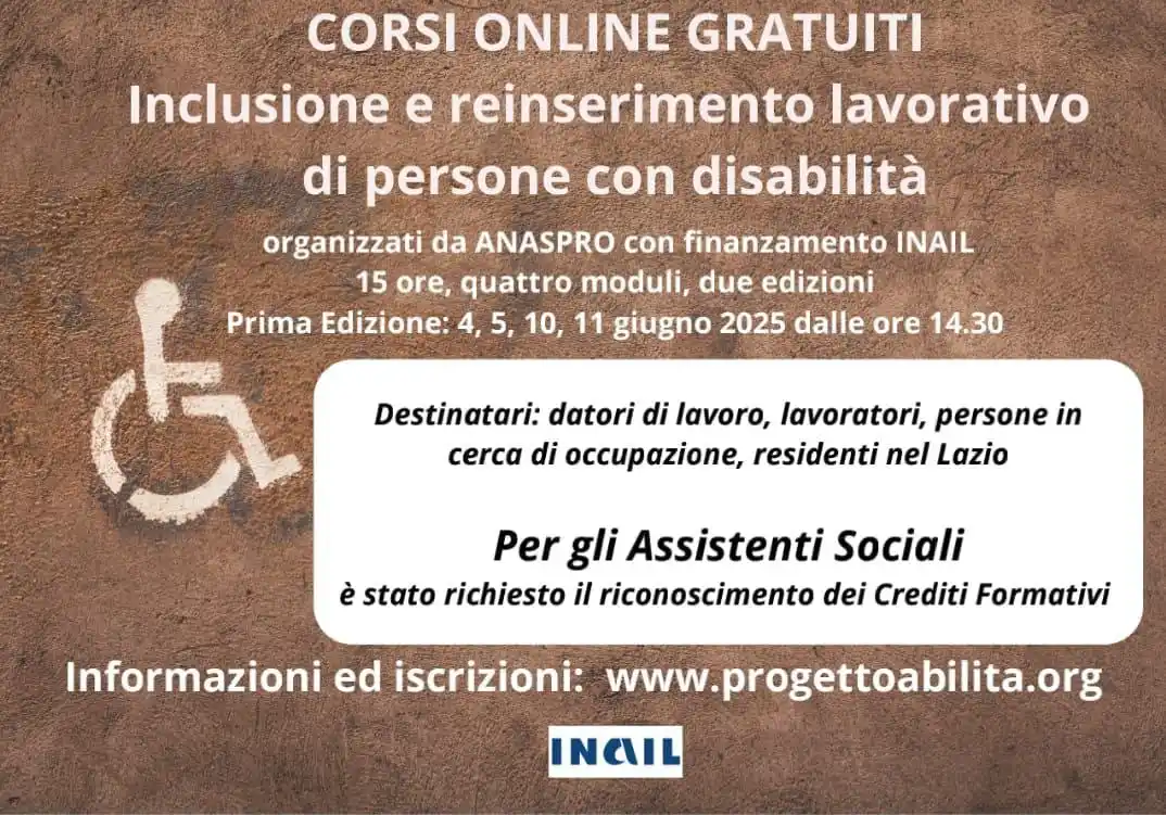 Image from Spazio Comune - Roma: 📢 *Corsi online gratuiti su inclusione e reinserimento lavorativo del...