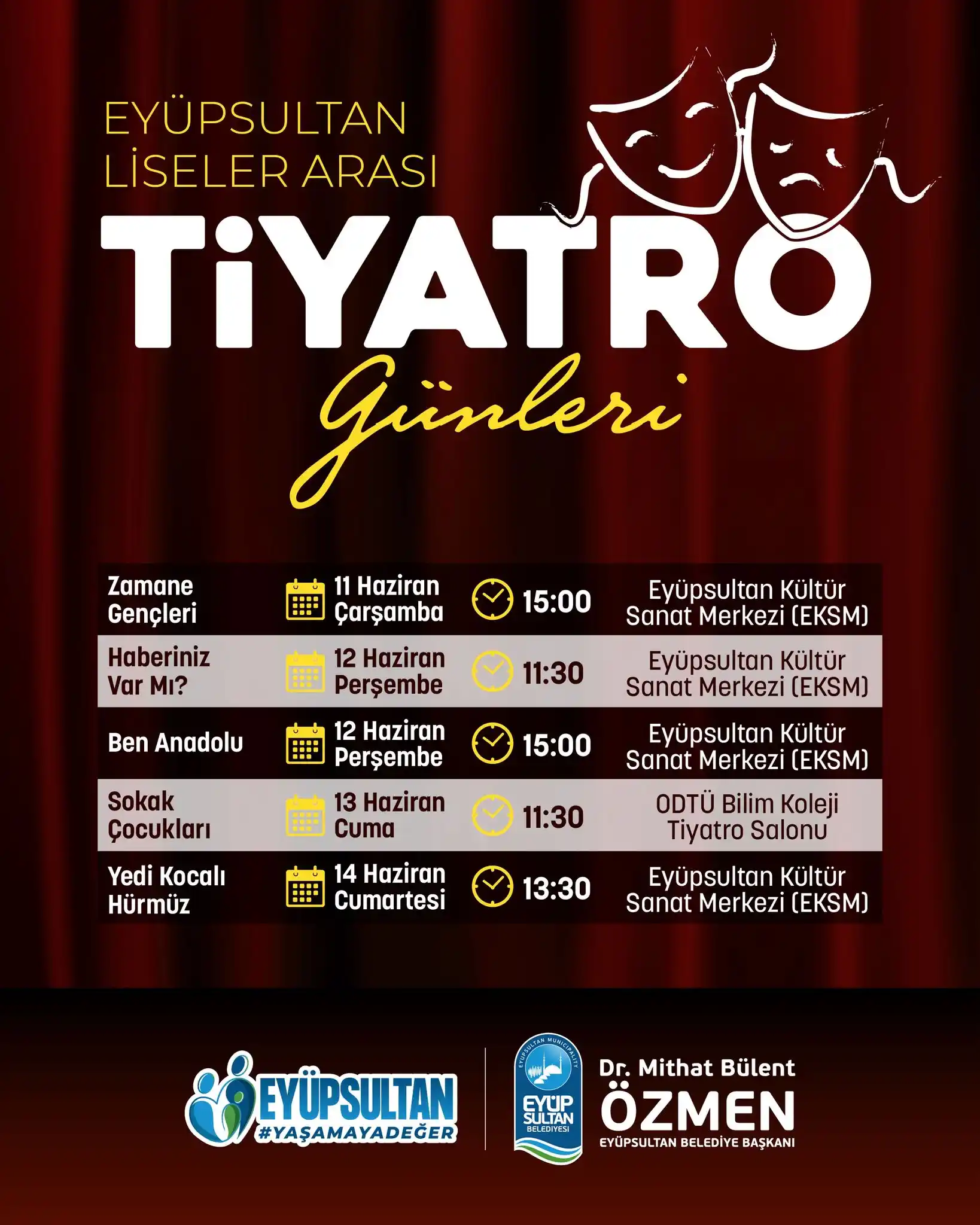 Image from Eyüpsultan Belediyesi: 🎭 Eyüpsultan Liseler Arası Tiyatro Günleri başlıyor! Gençlerimizin sa...