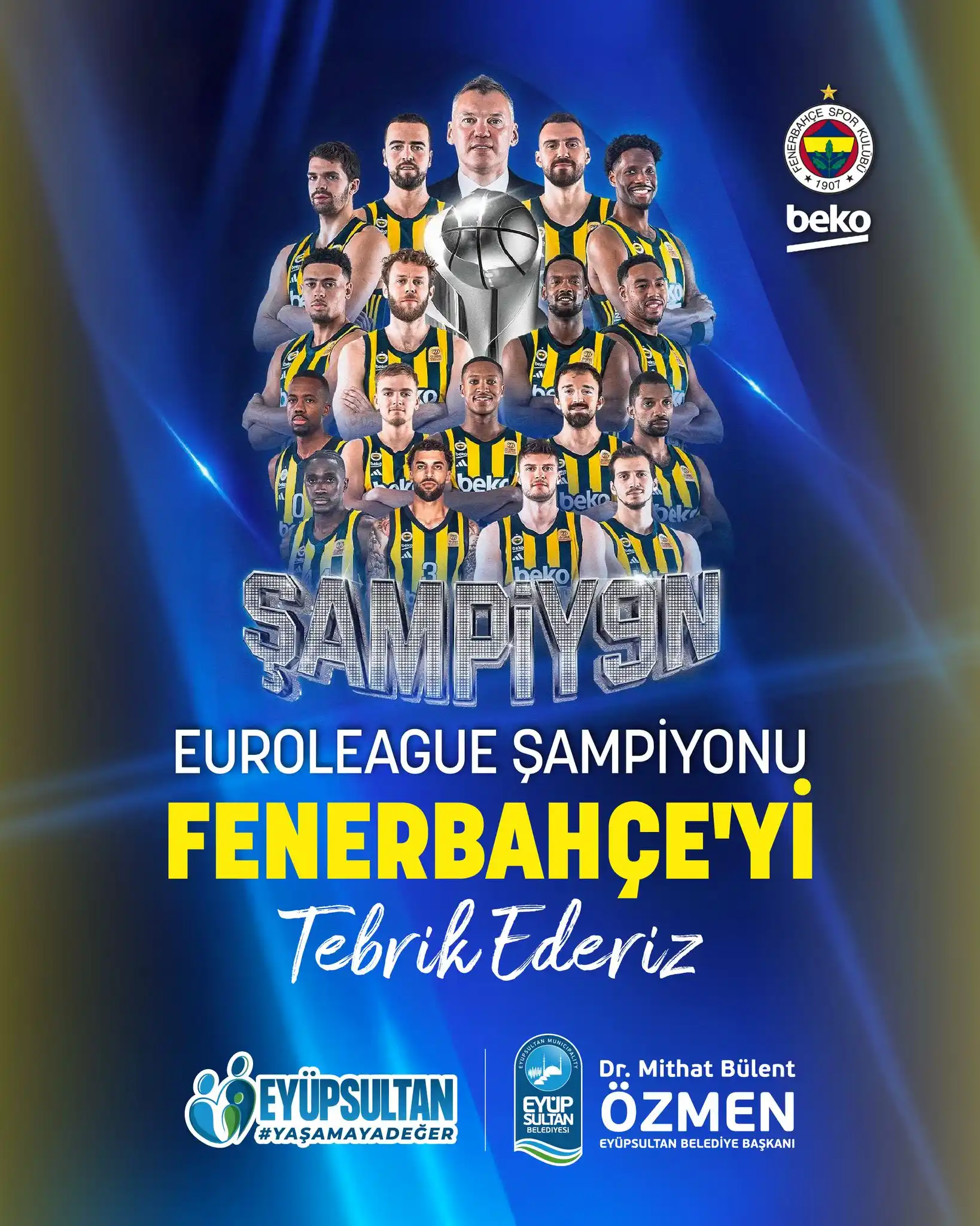 Image from Eyüpsultan Belediyesi: Fenerbahçe Beko, Avrupa’nın zirvesinde! 🏀 EuroLeague şampiyonu olan F...