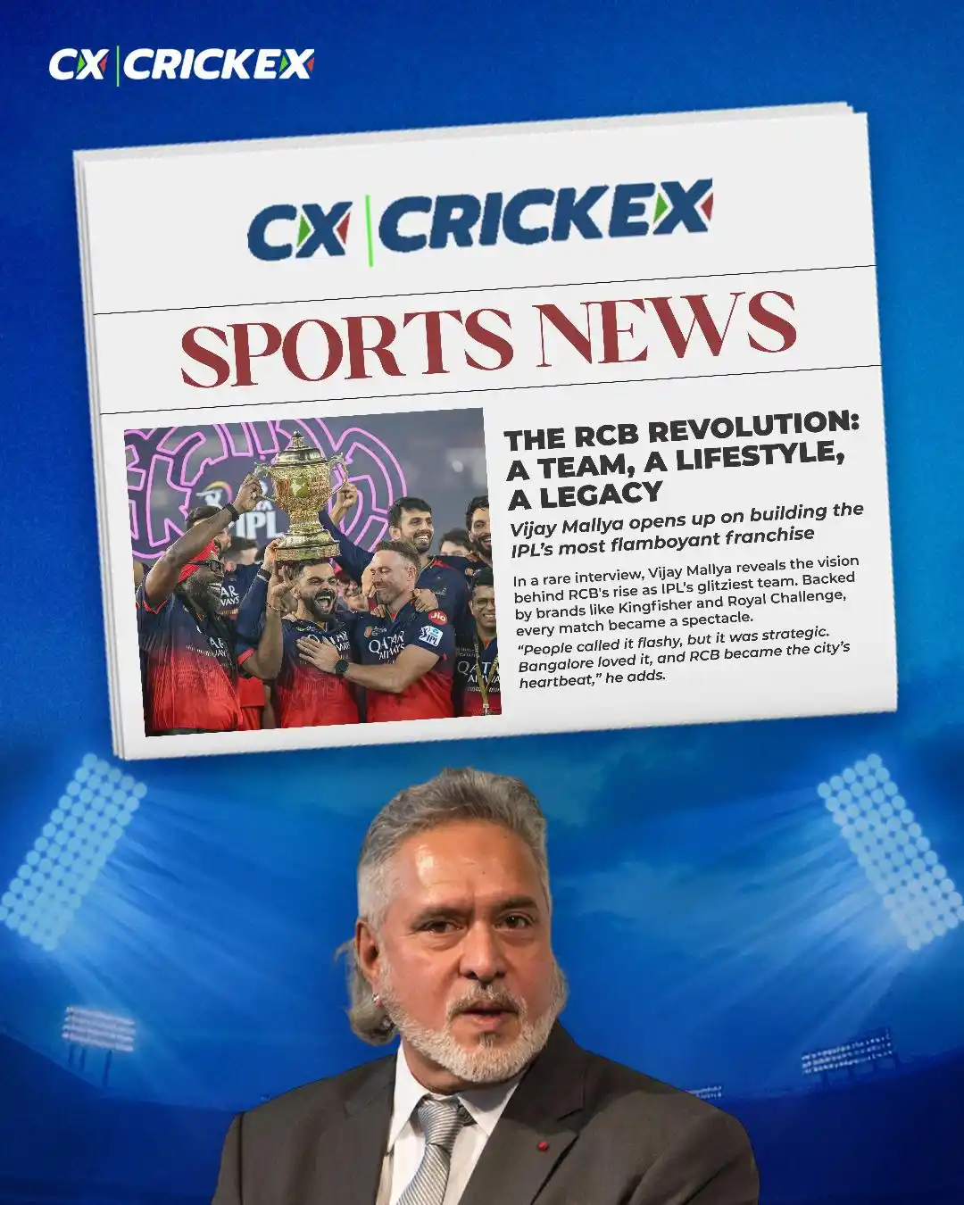 Image from Crickex: From glamour to game changers – Vijay Mallya reflects on the RCB legac...