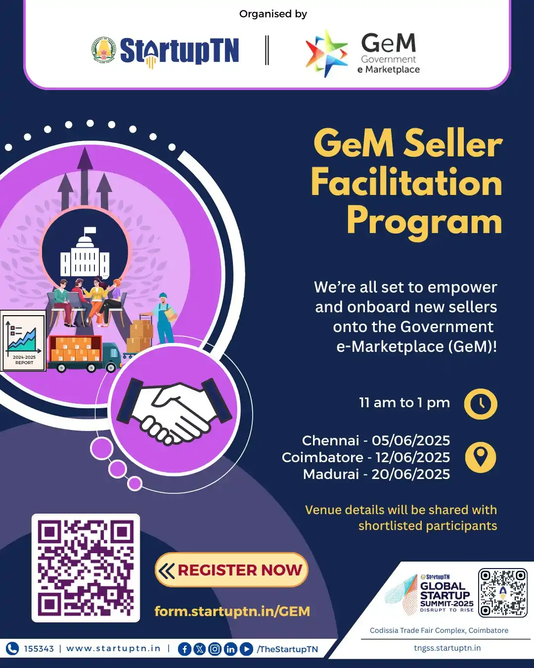 Image from Coimbatore Startup and MSME Network: 🌟 GeM Seller Facilitation Programme 🌟 We’re all set to empower and ...