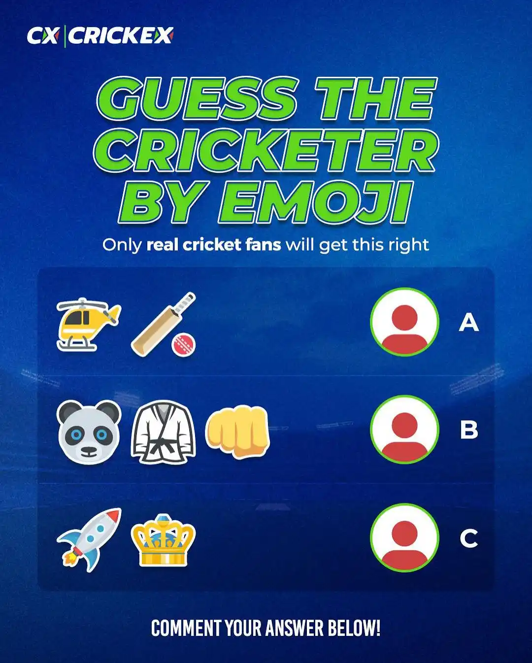 Image from Crickex: GUESS THE CRICKETER BY EMOJI! 🏏 Only true cricket fans will decode t...