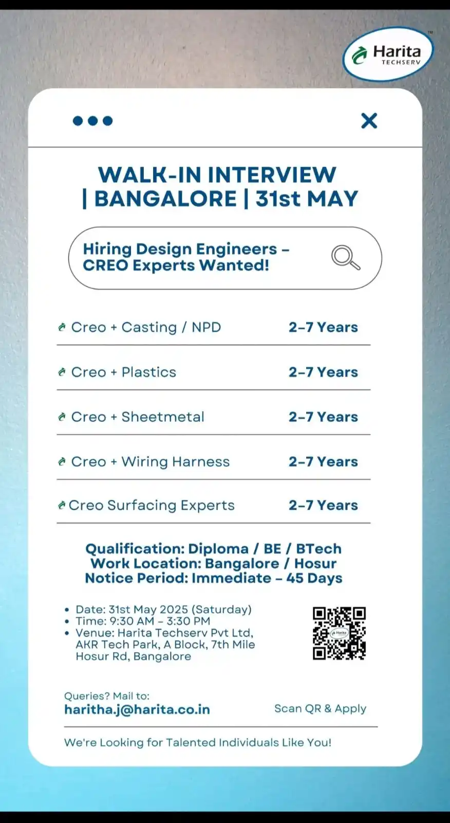 Image from Askexim: Harita Walkin Bangalore 31-May-2025...