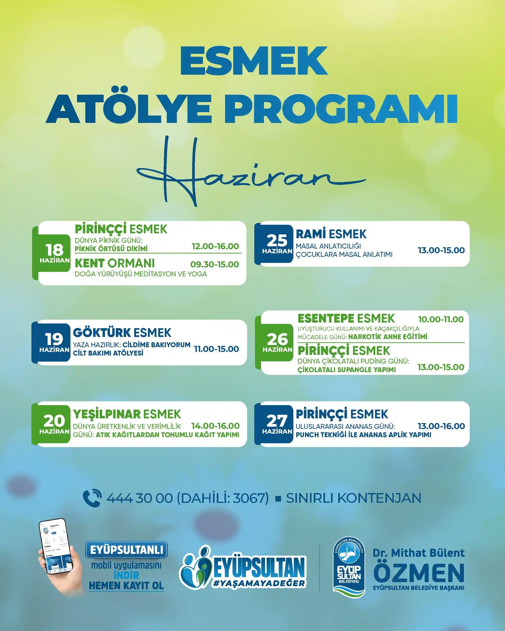 Image from Eyüpsultan Belediyesi: Haziran ayı ESMEK Atölye Programı başlıyor! Doğadan ilham alan etkinli...