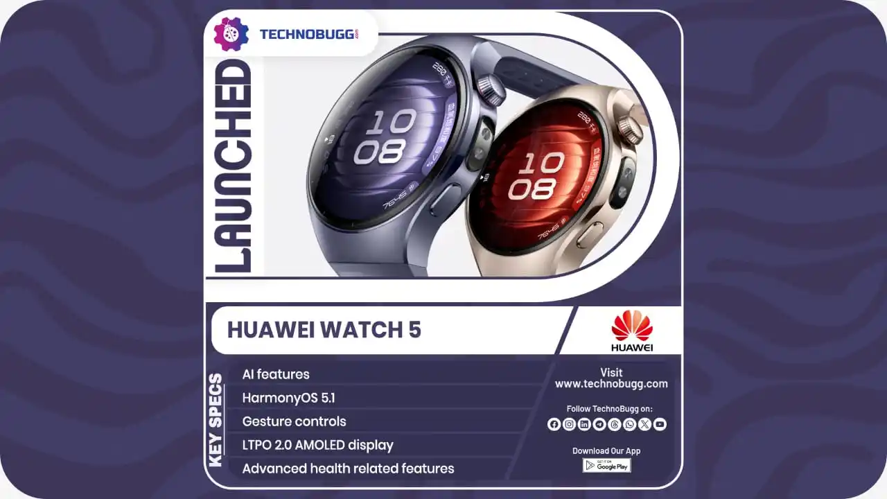 Image from TechnoBugg: Huawei Watch 5 Chinese Variant Goes Official Read More : https://www....