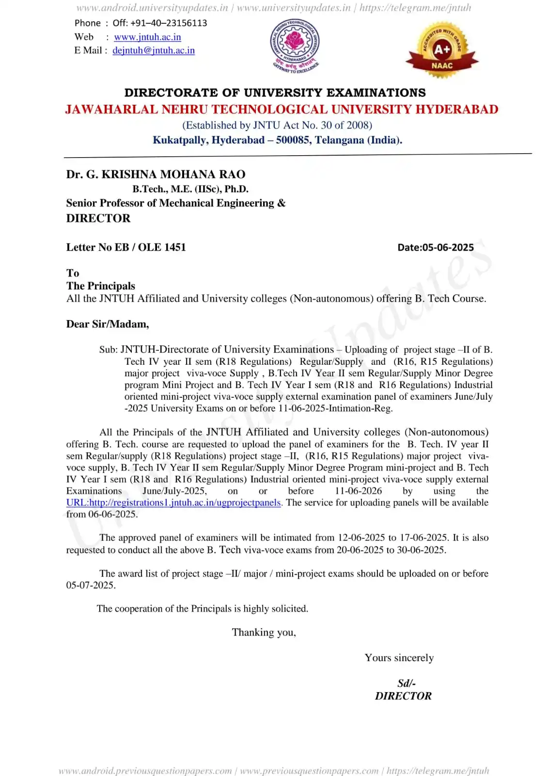 Image from Jntuh_updates_official: JNTUH INFO B.Tech 4-1, 4-2 R18 Major and Mini Project Regular/Suppleme...