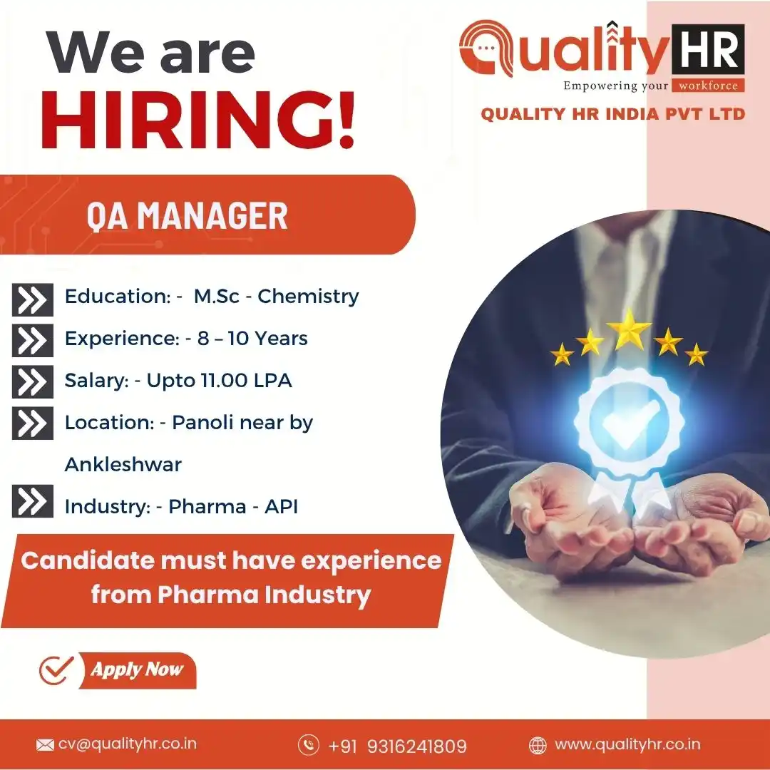 Image from Quality HR India Pvt. Ltd.- Job openings: 📢Job Opening from *Quality HR India Pvt. Ltd.* Post: - *QA Manager* ...