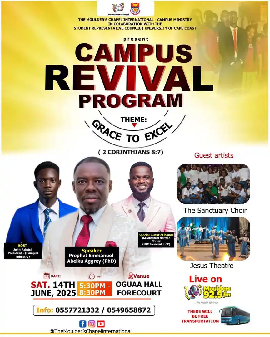 Image from πππ ππ
π
πππππ πππππππ π£π: *π₯π’MEGA CAMPUS REVIVAL ~ 2ND EDITIONπ₯π₯* _Theme:_ *The Grace to Ex...