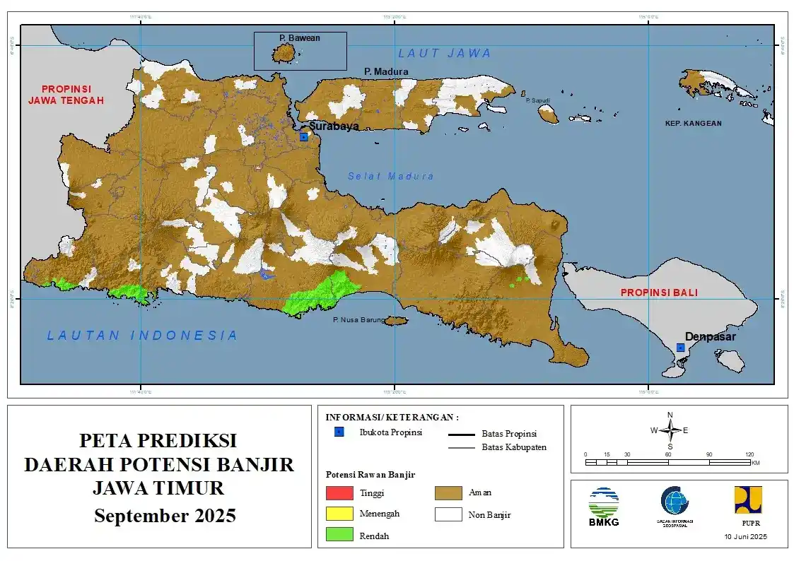 Image from BMKG Jatim: ( Prediksi - Bulanan ) Daerah Potensi Banjir untuk Bulan SEPTEMBER Tah...