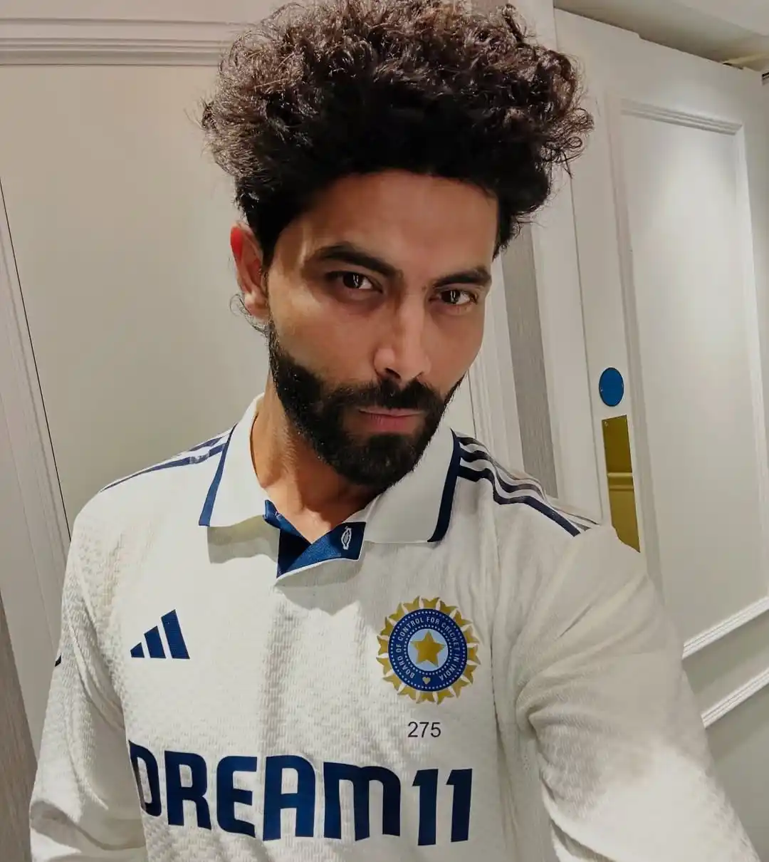 Image from THE CRICKET ARMY: *Ravindra Jadeja in Team India's new Test jersey.🤍🇮🇳* *_✏️ (THE C...