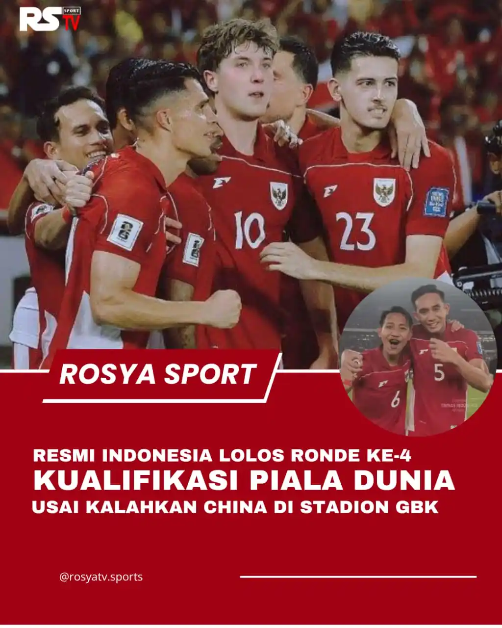 Image from ROSYA TV: Resmi ‼️ Timnas Indonesia lolos ke ronde 4 babak kualifikasi piala dun...