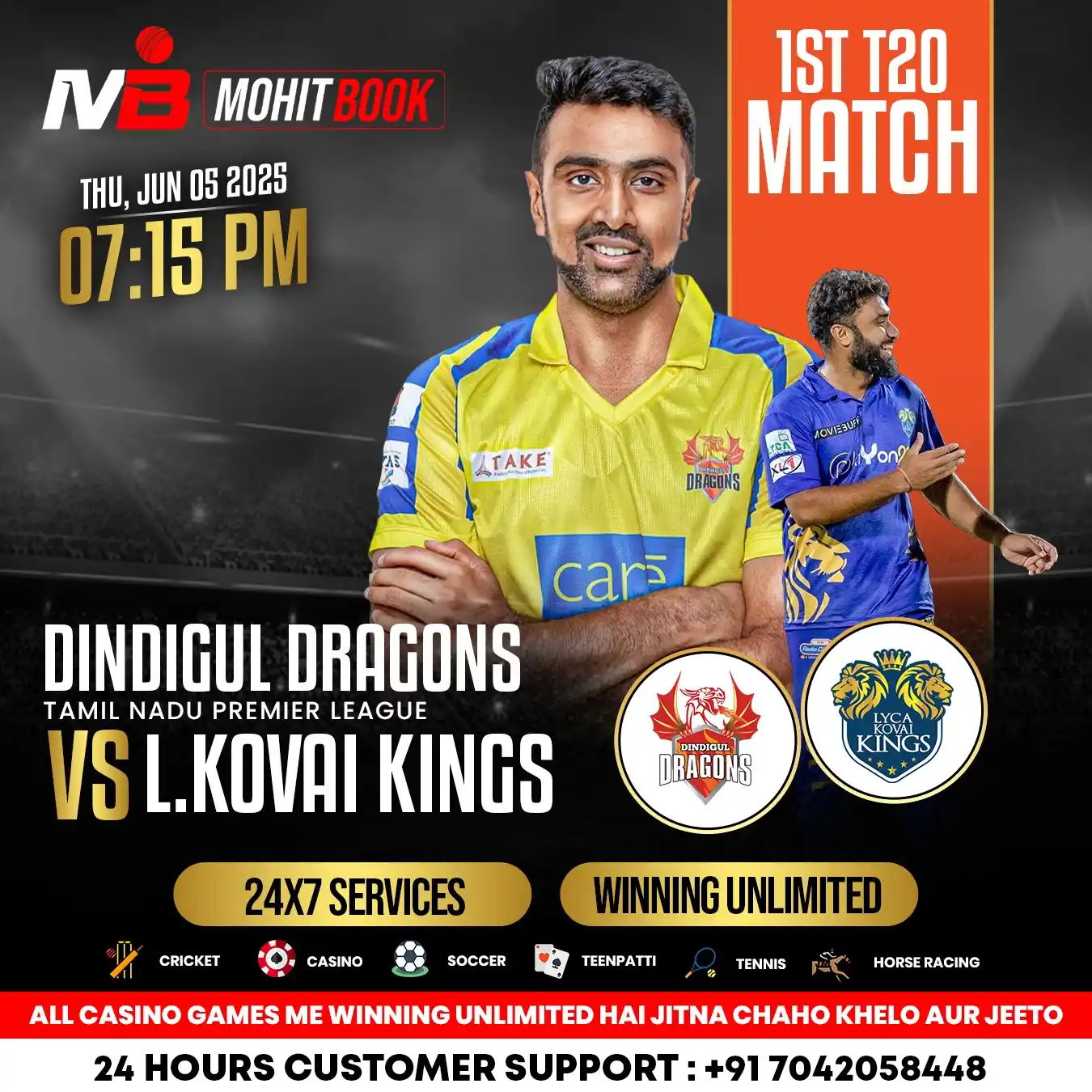 Image from MOHIT BOOK: Tamil Nadu Premier League 2025 Lyca Kovai Kings Vs Dindigul Dragons Pl...