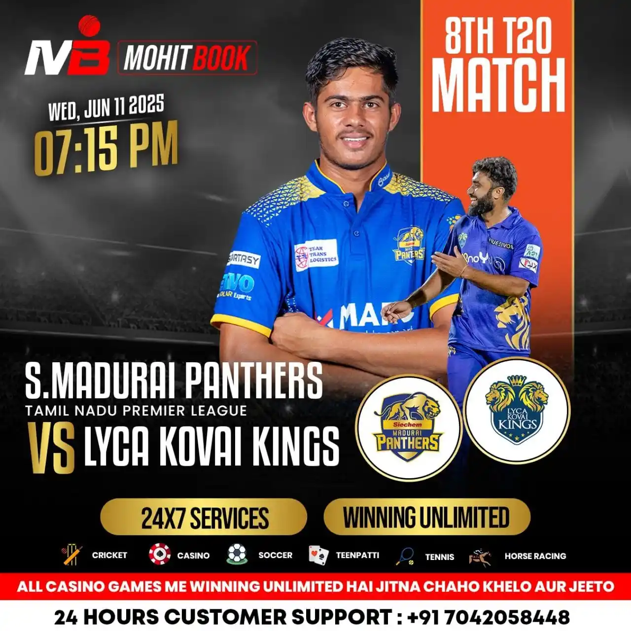 Image from MOHIT BOOK: Tamil Nadu Premier League 2025 Lyca Kovai Kings Vs Siechem Madurai Pan...