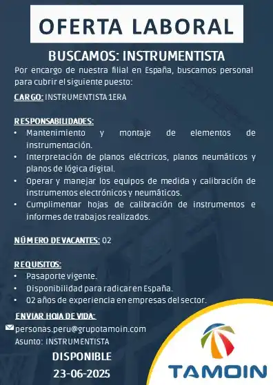 Image from TAMOIN: 𝗧𝗔𝗠𝗢𝗜𝗡 𝗣𝗘𝗥𝗨 🔔 𝗪𝗘 𝗔𝗥𝗘 𝗛𝗜𝗥𝗜𝗡𝗚 ➡ Ubicación: España ...