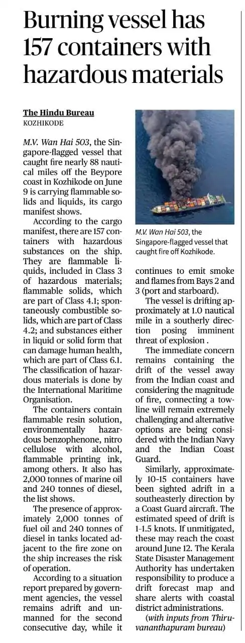 Image from APPSC/ UPSC: The containers contain flammable resin solution, environmentally hazar...