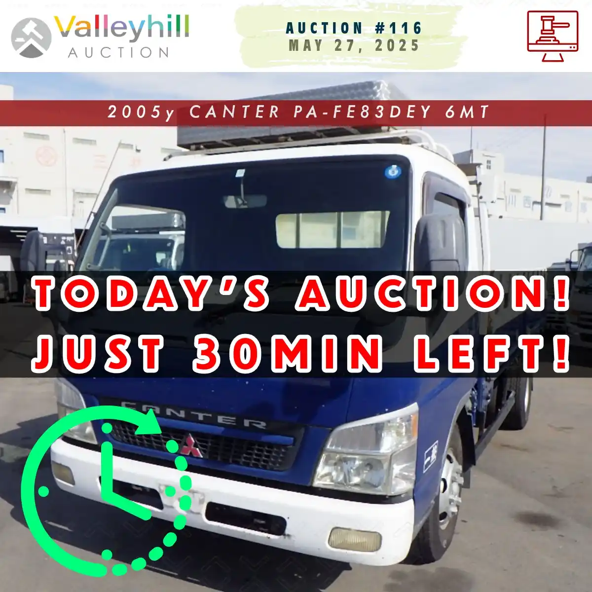 Image from 🌐 Valleyhill Auction 🚚: ⚡TODAY'S AUCTION❗️ 🚚 2005y CANTER 🔹 PA-FE83DEY 6MT 📍 Location: Kobe...